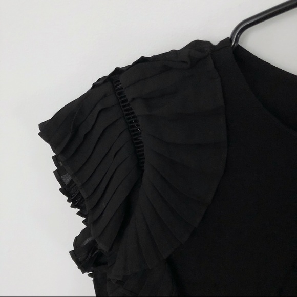 Maje Rolana Pleated Sleeve Little Black Dress - Picture 4 of 6